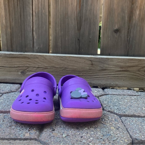 Crocs girls purple and pink clogs slip on. Size 6-7. Used - Picture 2 of 9